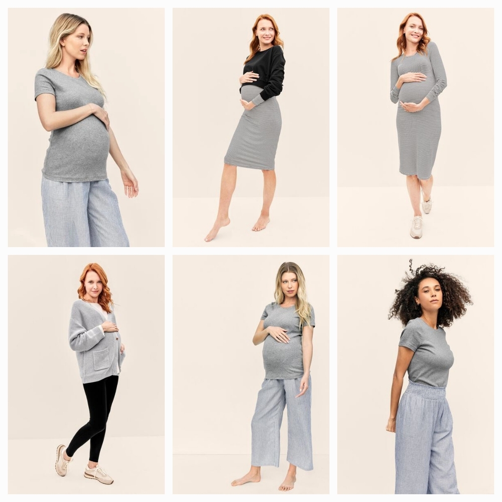 5 PC Lot Set Gray Nuetrals Maternity Dress, Tee, Pants, Sweater and Top Set XXL